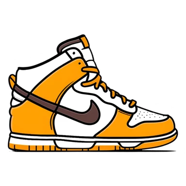 Nike Dunk Low Curry, beige and brown tones with tan accents, basketball sneaker sticker