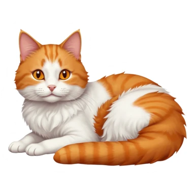 ginger and white cat with orange eyes doing a big extremely long stretch reaching up into the air with arms and legs side by side together straight and overextended whilst lying on its side sticker