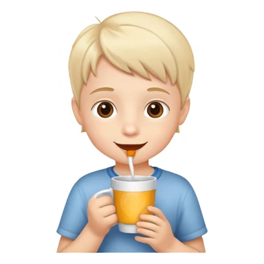 child holding a cup and drinking, happy and friendly sticker