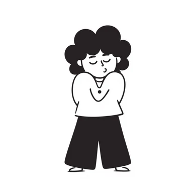 sketch of a person with a blank stare, slumped shoulders sticker