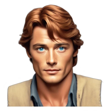 Alain delon young blue eyes neat gelled flat red hair farmer sticker