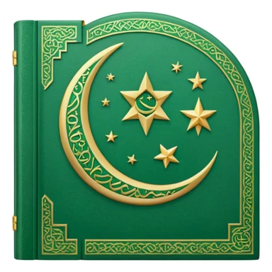 Closed Quran with the Islamic Symbol on it (moon and star) green from left to right sticker