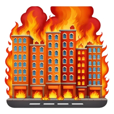 apple style emoji of a city street engulfed in flames sticker