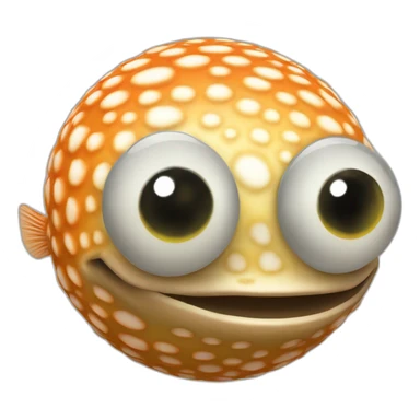 3d sphere with a cartoon Pufferfish skin texture with big childish eyes sticker