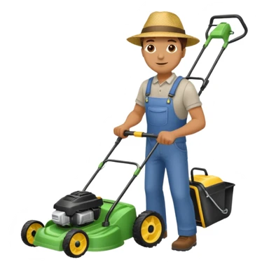 man mowing lawn sticker