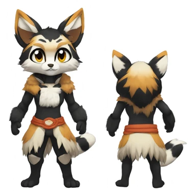 Kemono-style, Chibi, Anthro-Fur-Sona-Fakémon, clothing, Full Body sticker