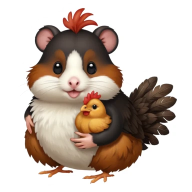 black hamster with chicken sticker