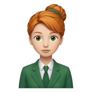 ginger woman with bun hair with green suit  sticker