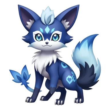 Shiny Exotic Badass Colorful Ethereal Royal Mysterious Gothic Meowstic-Zorua-Noibat-Pokémon-Fakémon-hybrid-creature (full body) with random pattern-markings sticker