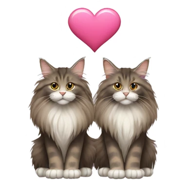 Two Maine coons together with a love heart  sticker