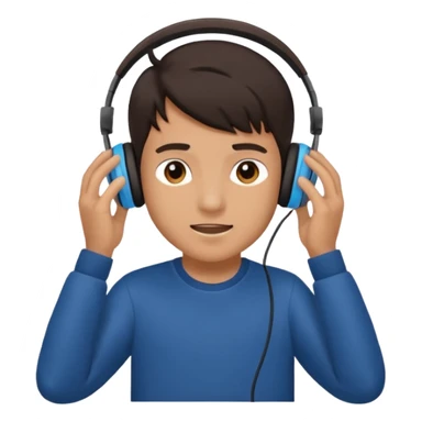 a boy taking off his headphones sticker
