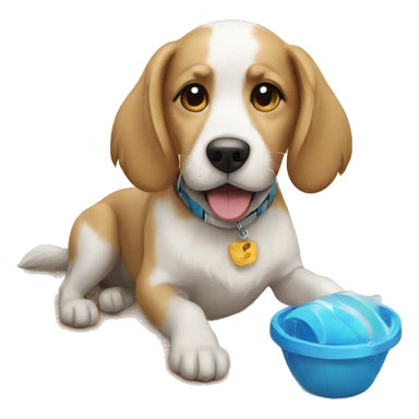 Dog at the beach  sticker