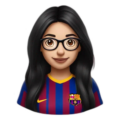 FC Barcelona supporter latin girl long black hair with glasses sticker