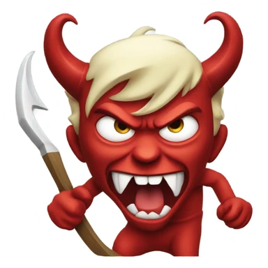 Angry devil with sickle  sticker