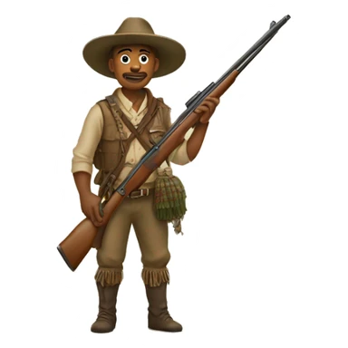 Hunter in traditional costume with rifle on his back sticker