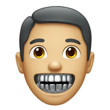 person with metal braces ontop teeth sticker