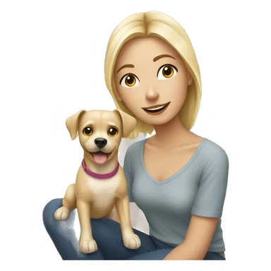 blonde girl with dog indoors sticker