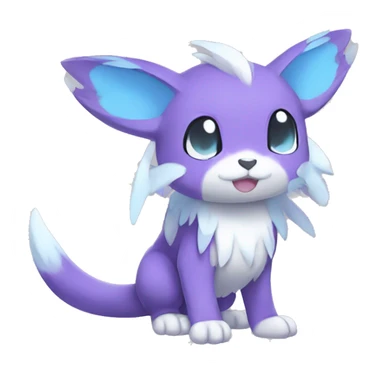 Cute cool purple white blue animal hybrid Fakemon full body sticker