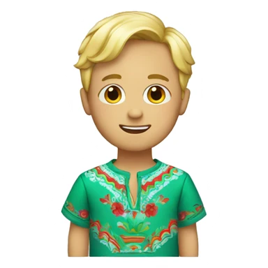 A blonde boy wearing a cute mexican shirt sticker