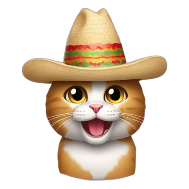 Crazy cat with mexican hat sticker