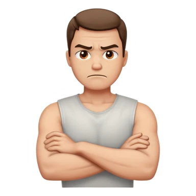 man hands around neck arms crossed looking angry  sticker