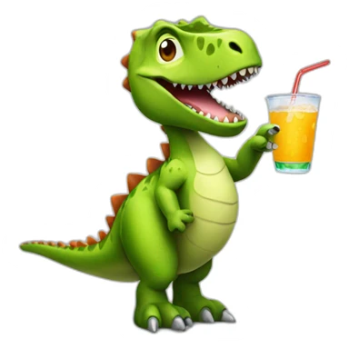 dinosaur with a drink in his hand sticker