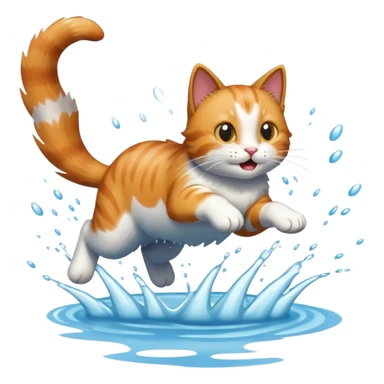 cat jumping into a lake sticker
