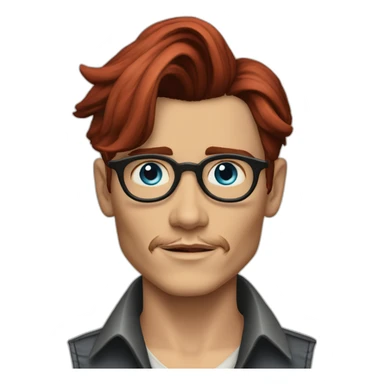 Johnny depp young engineer blue eyes short red hair sticker