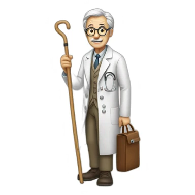 old doctor with cane sticker