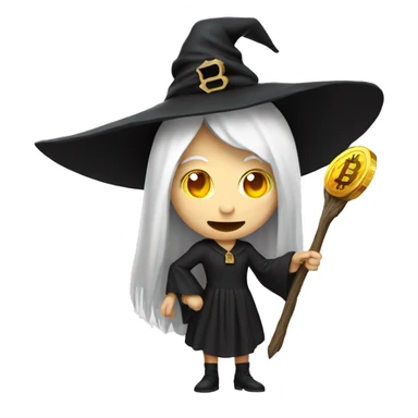 Witch with bitcoin, white skin  sticker