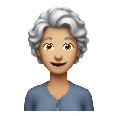 older woman gray middle l hair happy face sticker