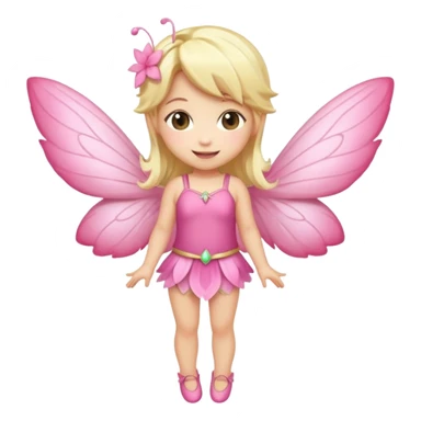 fairy with blonde hair, pink wings, happy, chibi full body sticker