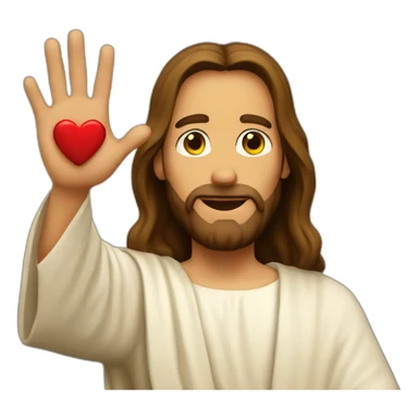 jesus showing heart love with fingers sticker