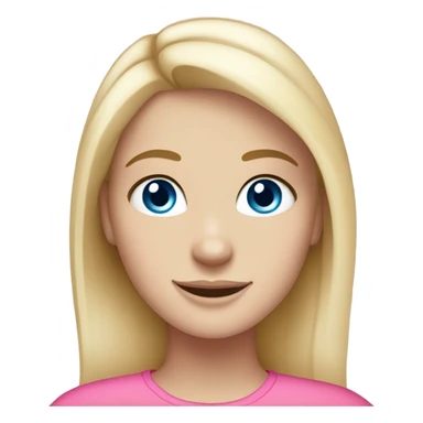 White girl with strait blonde hair and blue eyes smiling with pink places and freckles  sticker
