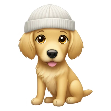 female golden retriever with black haired pale girl with beanie sticker