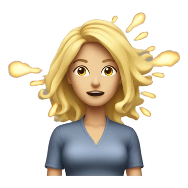 Blonde woman with explosion sticker