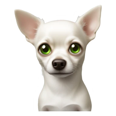 A white chihuahua in the arms of a guy with green eyes sticker