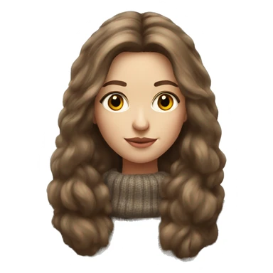 Realistic pretty Russian woman with long brown hair with sweater with fur coat no smile sticker