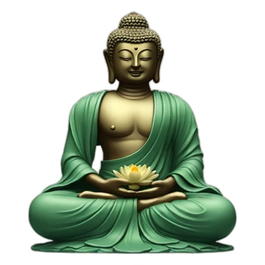 Moine en position de lotus, avec une statue de bouddha sticker