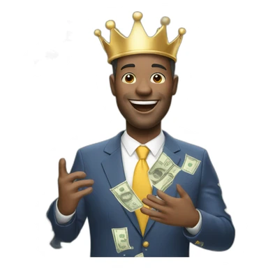 happy man crown grabbing a lot of money sticker