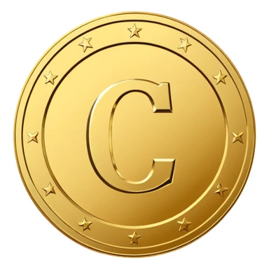 A premium gold coin icon with a clean, modern embossed design-system emblem in the center. No currency symbols. Center symbol: a simplified design-guideline glyph such as a minimal grid,  a C-shaped “credit” monogram, or three aligned dots representing design tokens.   sticker