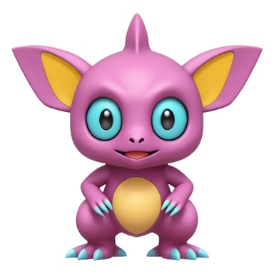 A 3D CGI model of a randomly-colored kawaii Fakémon-Pokémon-Digimon-Spectrobe-creature (full body) sticker