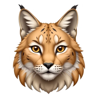 Cinematic-Noble realistic-Lynx-Portrait-Emoji – Poised and regal, with a strong, agile build and a strikingly patterned fur of warm tawny fur accented by bold black ear tufts, deep-set, intelligent amber eyes, simplified yet sharp and sophisticated. zoomed out to show shoulders sticker