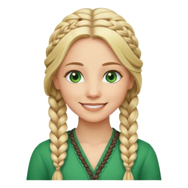 woman, long blond hair,green eyes, smiling, braid to the side sticker
