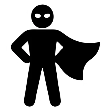 super agent with cape and mask solid filled icon sticker