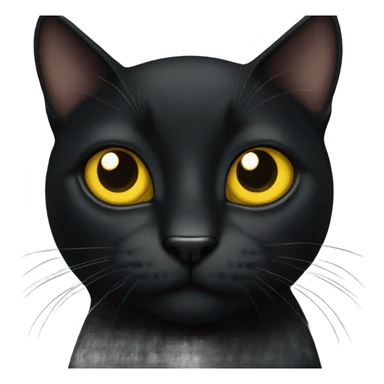 Black slim cat with big yellow eyes and big pupils sticker