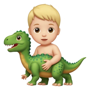 baby with a dinosaur toy sticker
