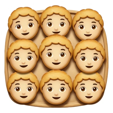 Baking community humanless avatar in vibrant style illustration. Pie, cookie, and muffin warm golden tones, simple shapes, flat design, high contrast, cozy and friendly. sticker