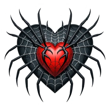 realistic gothic heart with a black spiderweb sticker