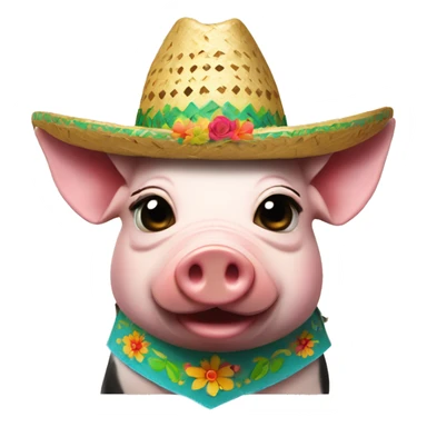 Pig wearing sombrero with margarita sticker